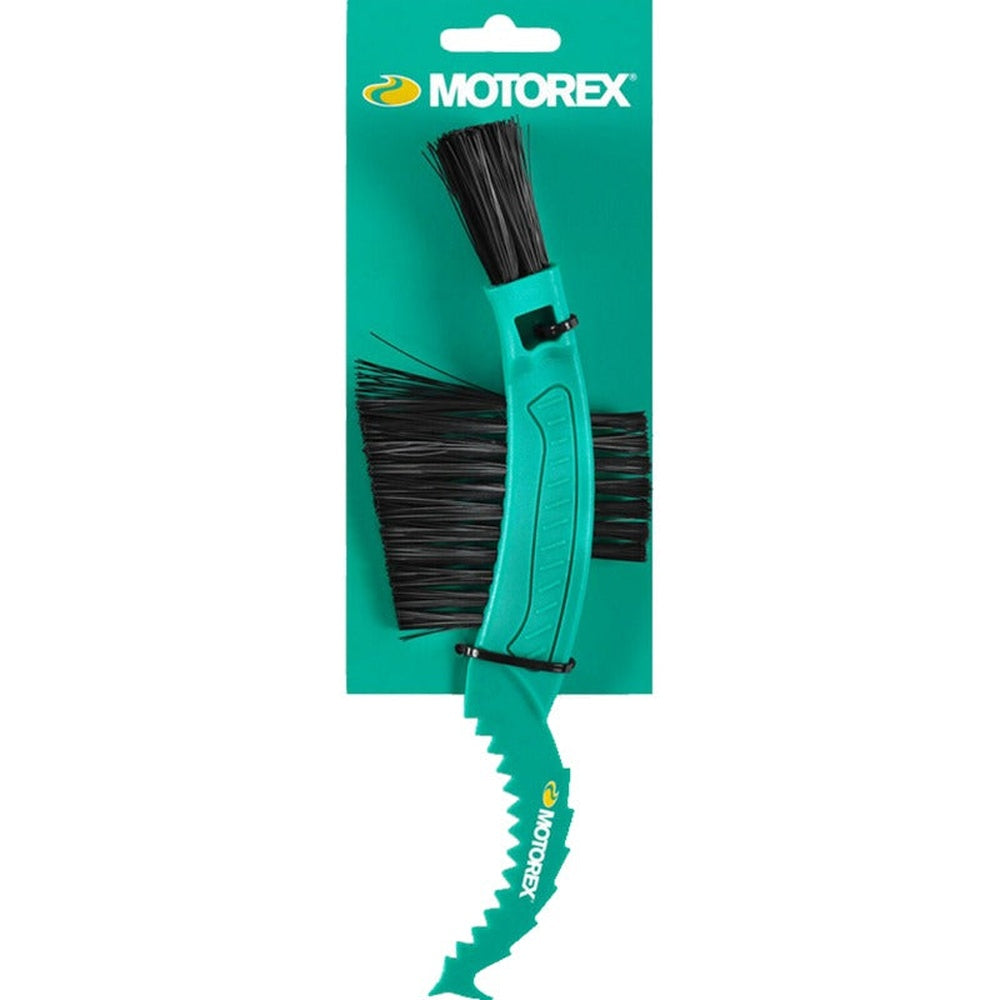 Motorex turquoise cleaning brush with black bristles for bicycle cassette maintenance