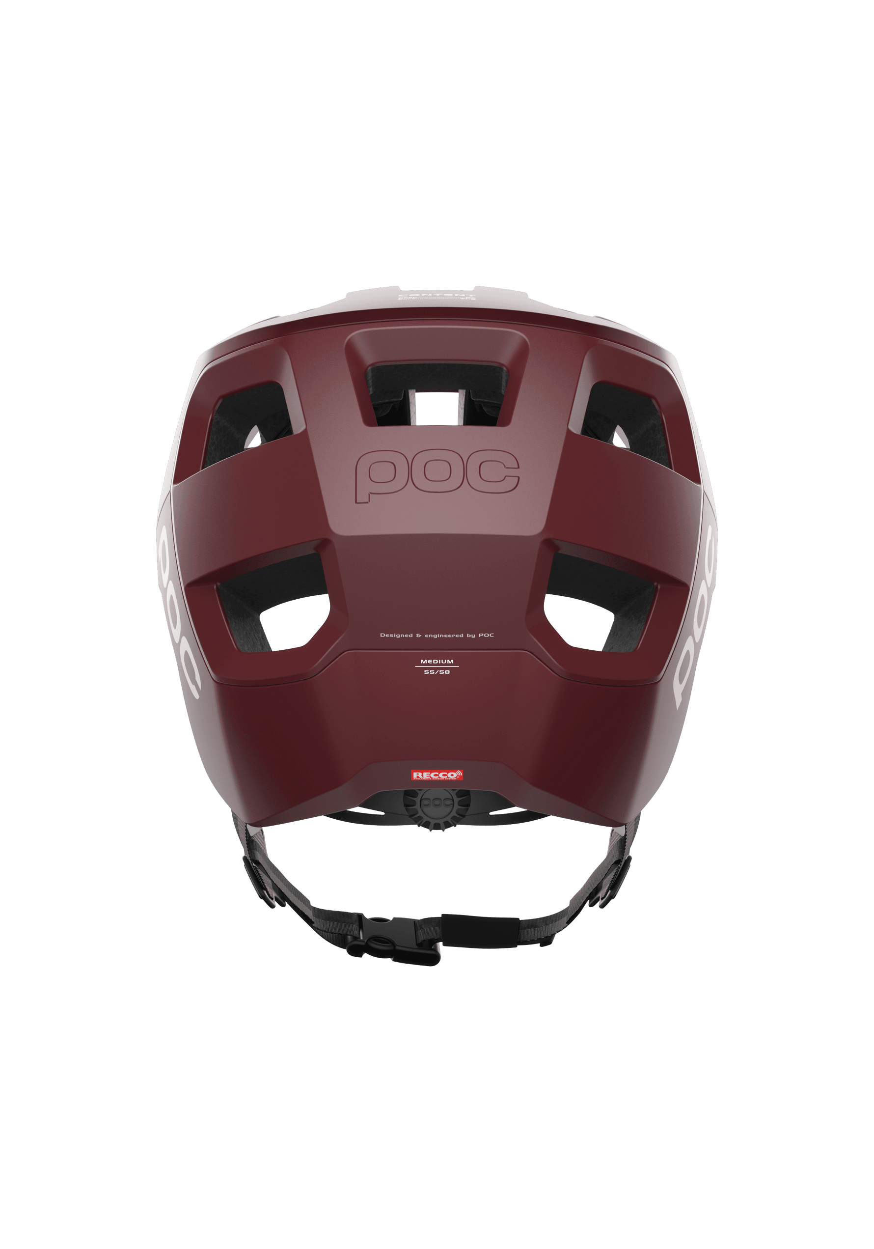 POC Kortal helmet in garnet red matt finish, rear view with RECCO technology