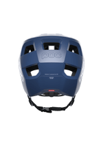 POC Kortal bike helmet in led blue matte color, rear view showing ventilation