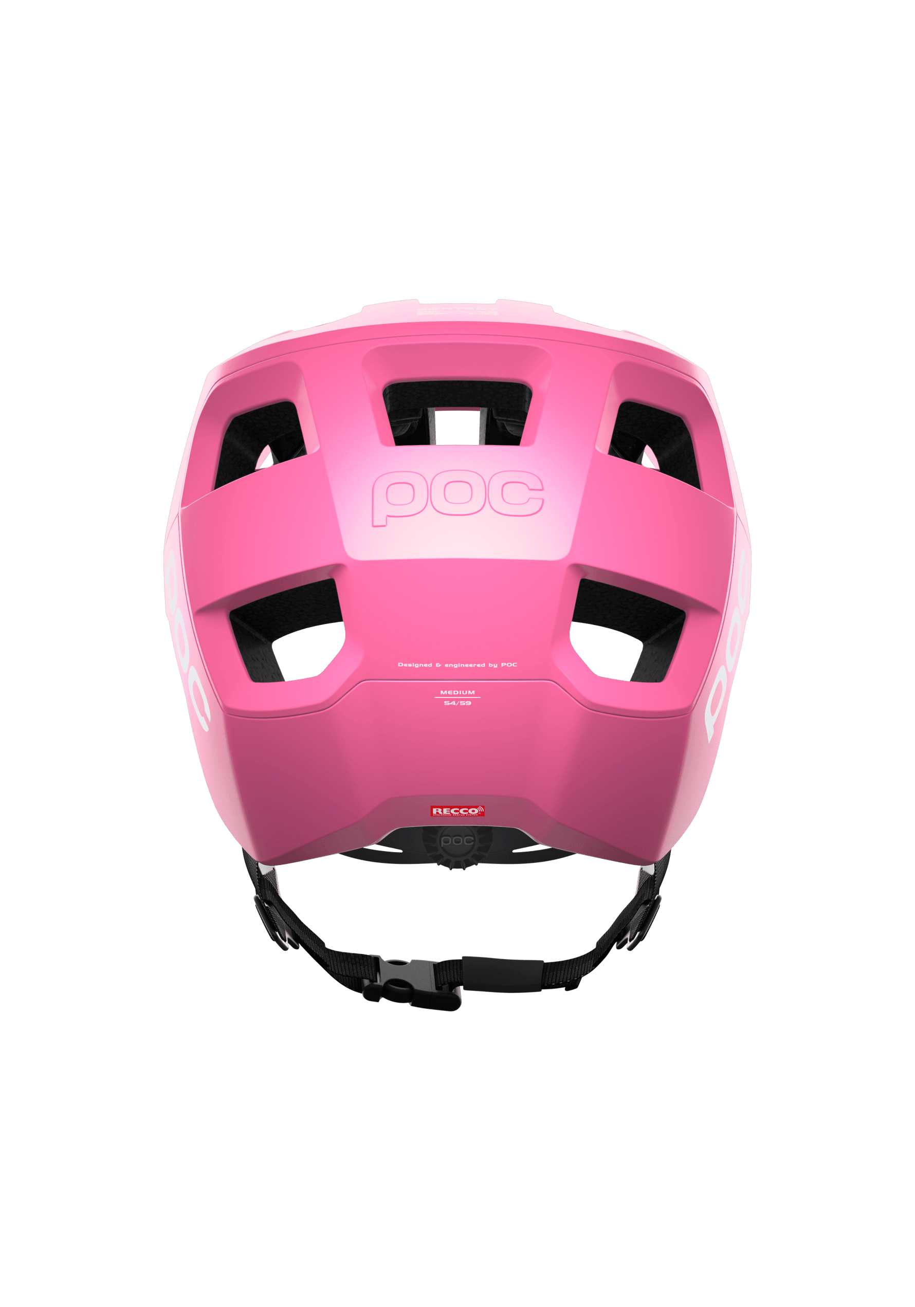 POC Kortal helmet in pink matte finish, rear view showing ventilation and adjustment system