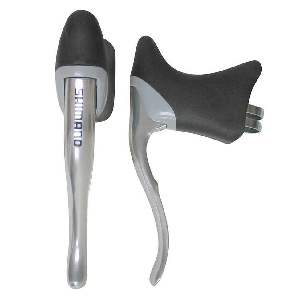 Shimano BL-R400 road bike brake levers pair with black rubber hoods