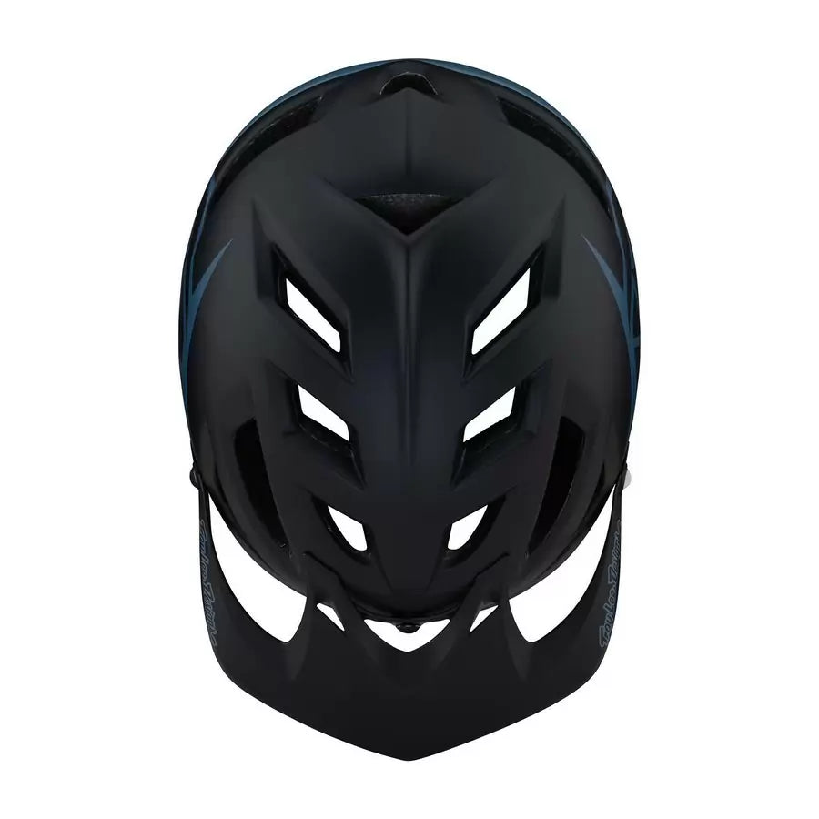 Troy Lee Designs A1 MIPS Classic Navy helmet top-down view showing ventilation ports
