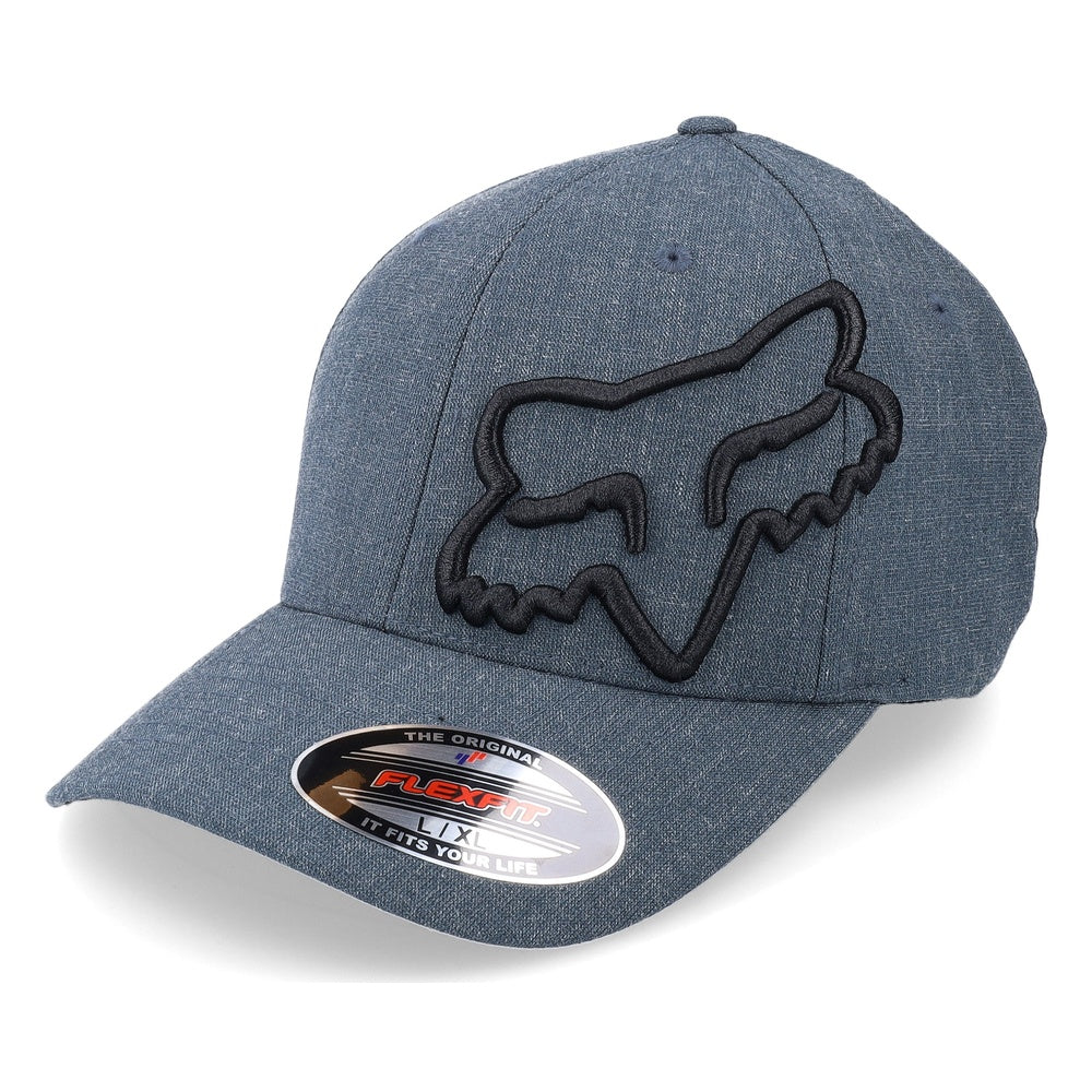 Fox Racing Clouded Flexfit 2.0 Hat in blue heather with black fox logo