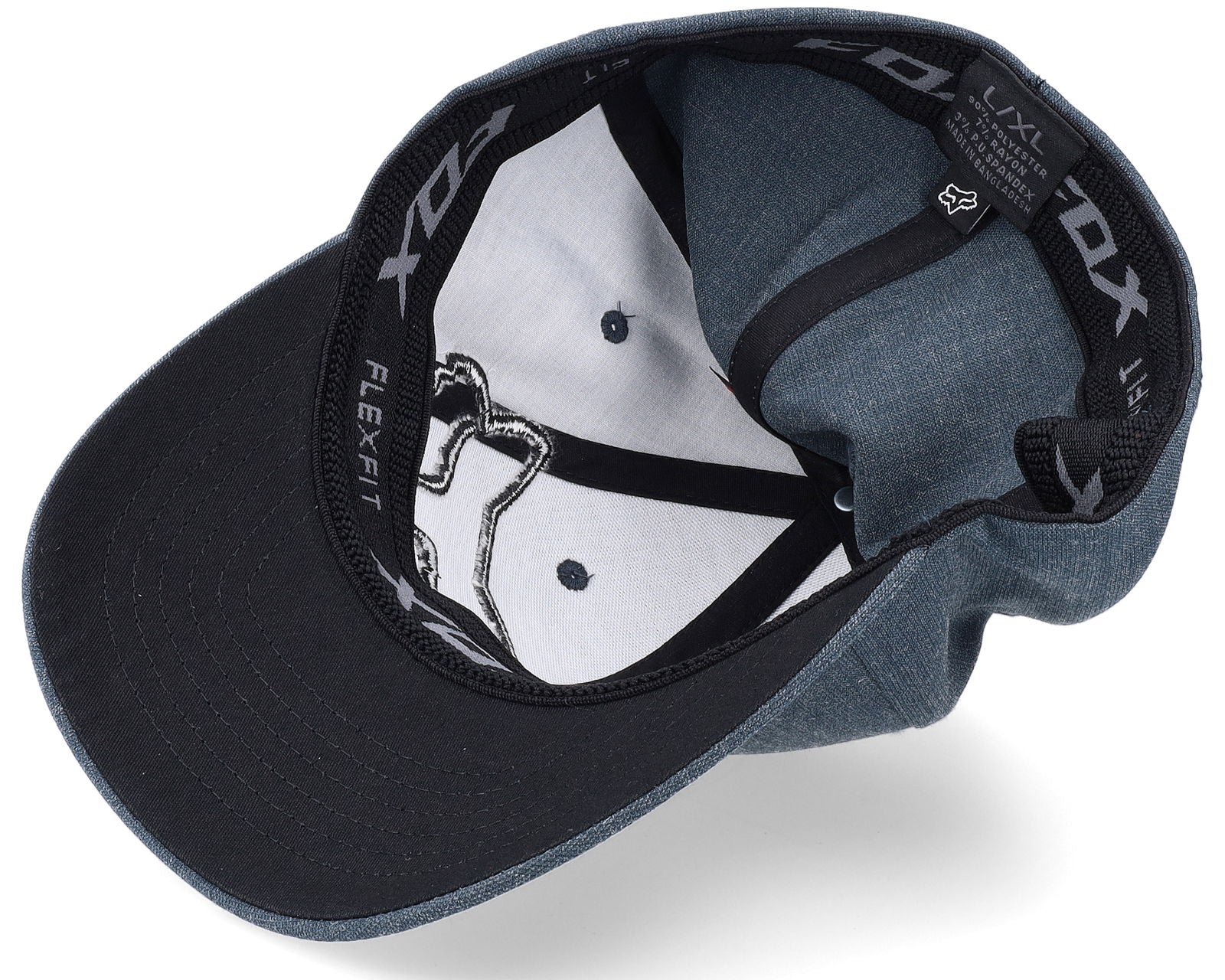 Fox Racing Clouded Flexfit 2.0 Hat interior view showing blue gray and black colorway