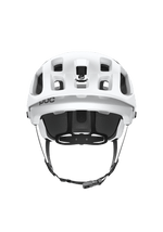 POC Tectal MTB helmet in Hydrogen White shown from front angle with chin strap visible