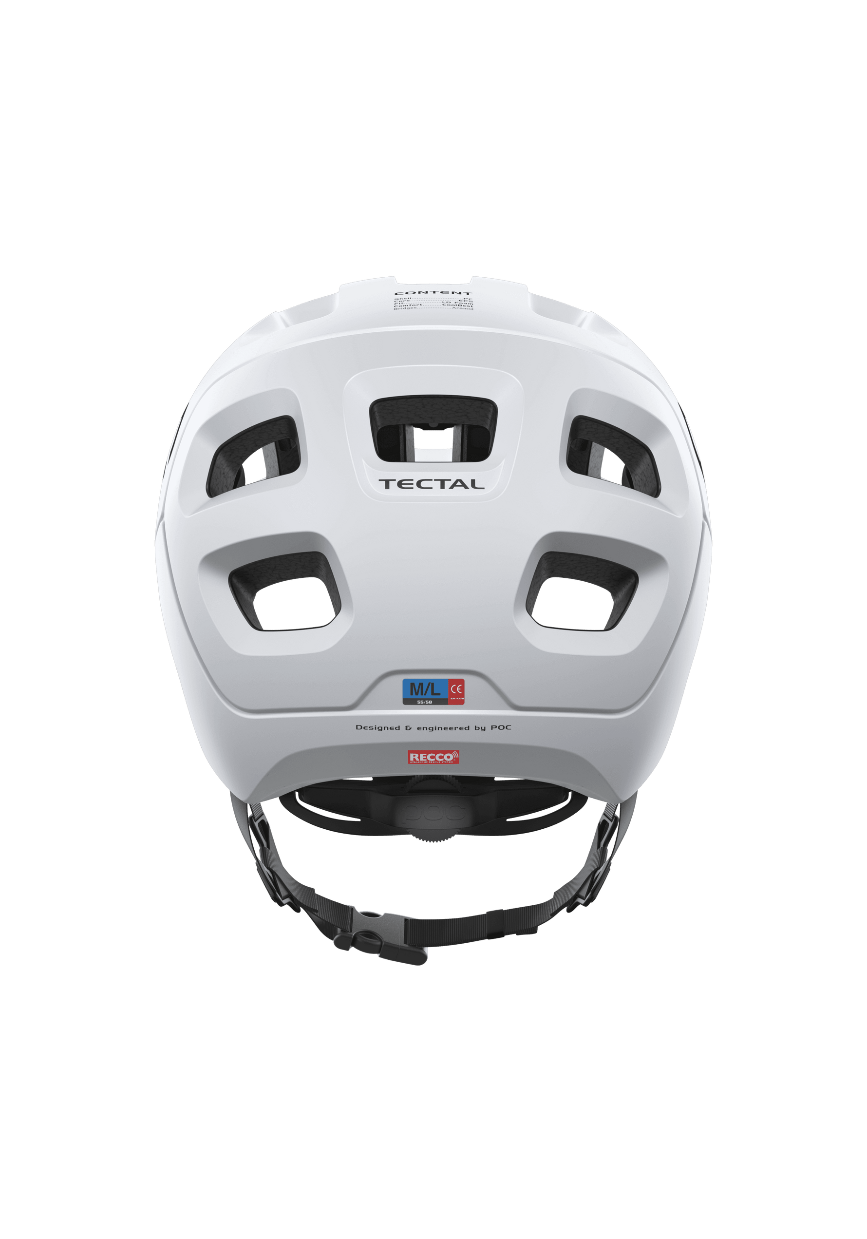POC Tectal MTB helmet in Hydrogen White showing rear view with ventilation ports