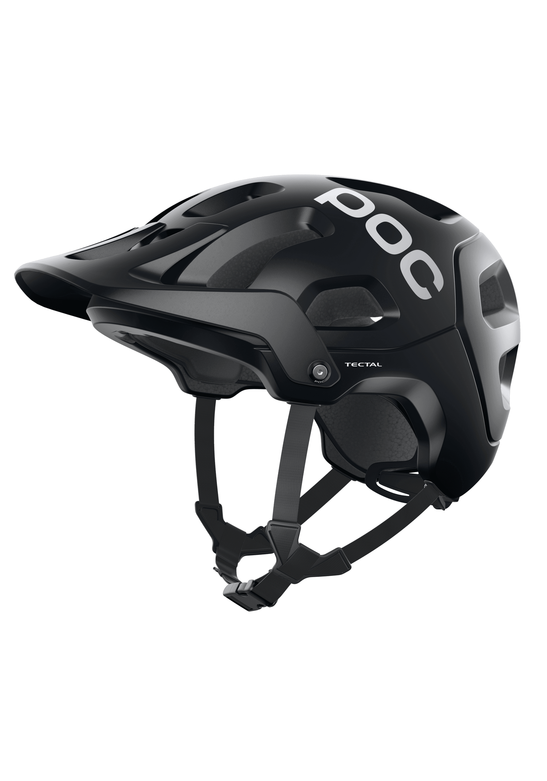 POC Tectal MTB Helmet in Uranium Black with adjustable chin strap