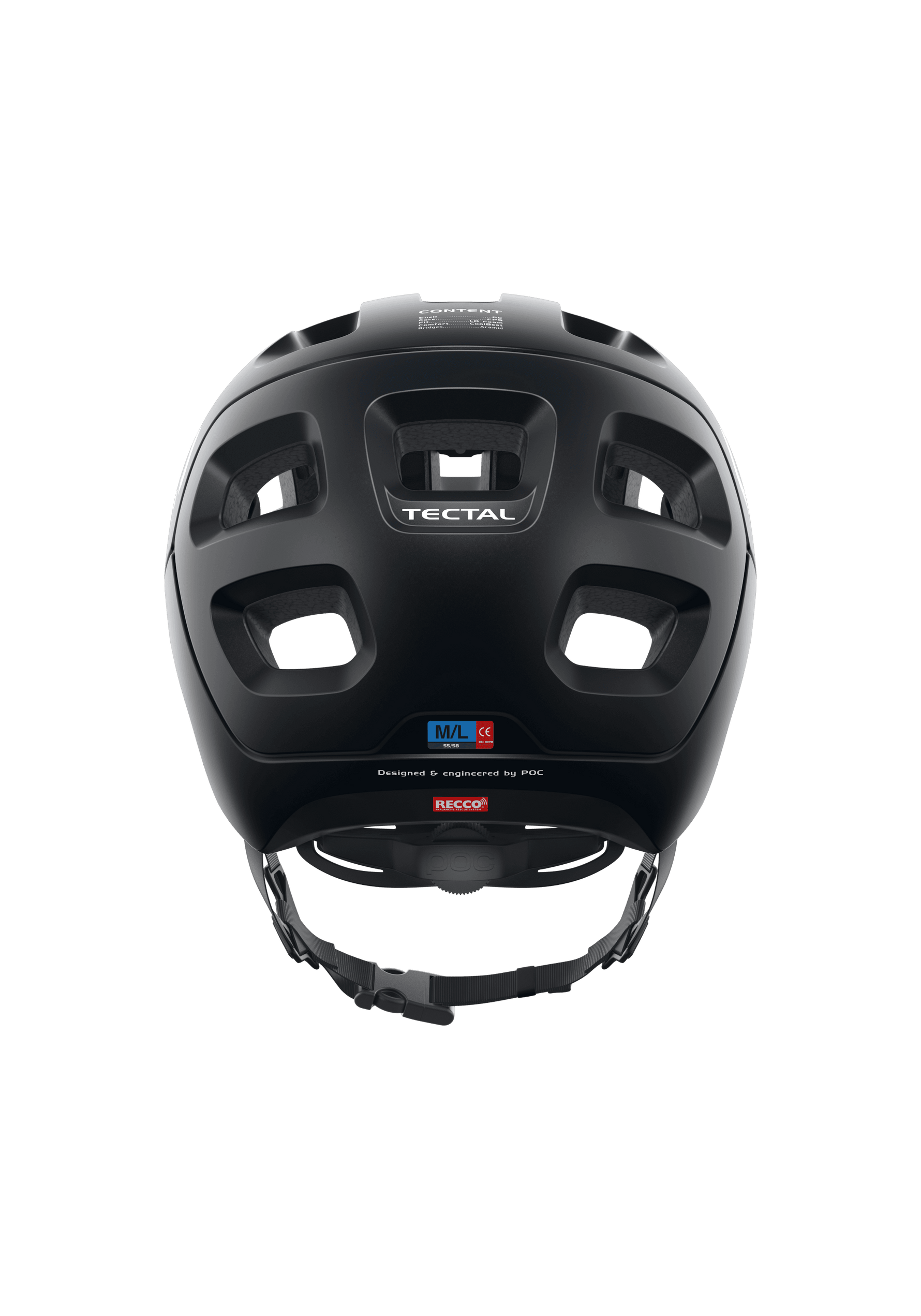 POC Tectal MTB Helmet in Uranium Black showing rear view with ventilation ports and adjustment system