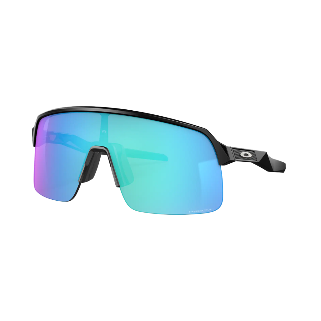 Oakley Sutro Lite S sunglasses with matte black frame and blue-green Prizm Sapphire lenses