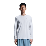 Man wearing On Core Long-T in light gray fade color on white background