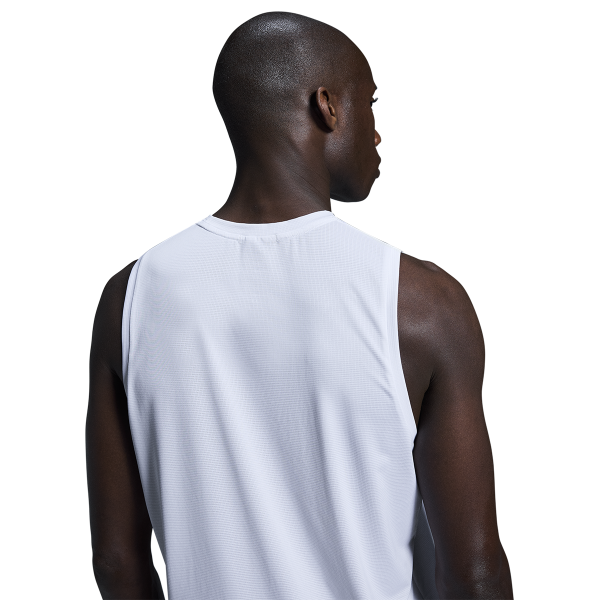 Back view of man wearing light gray On Core Tank top