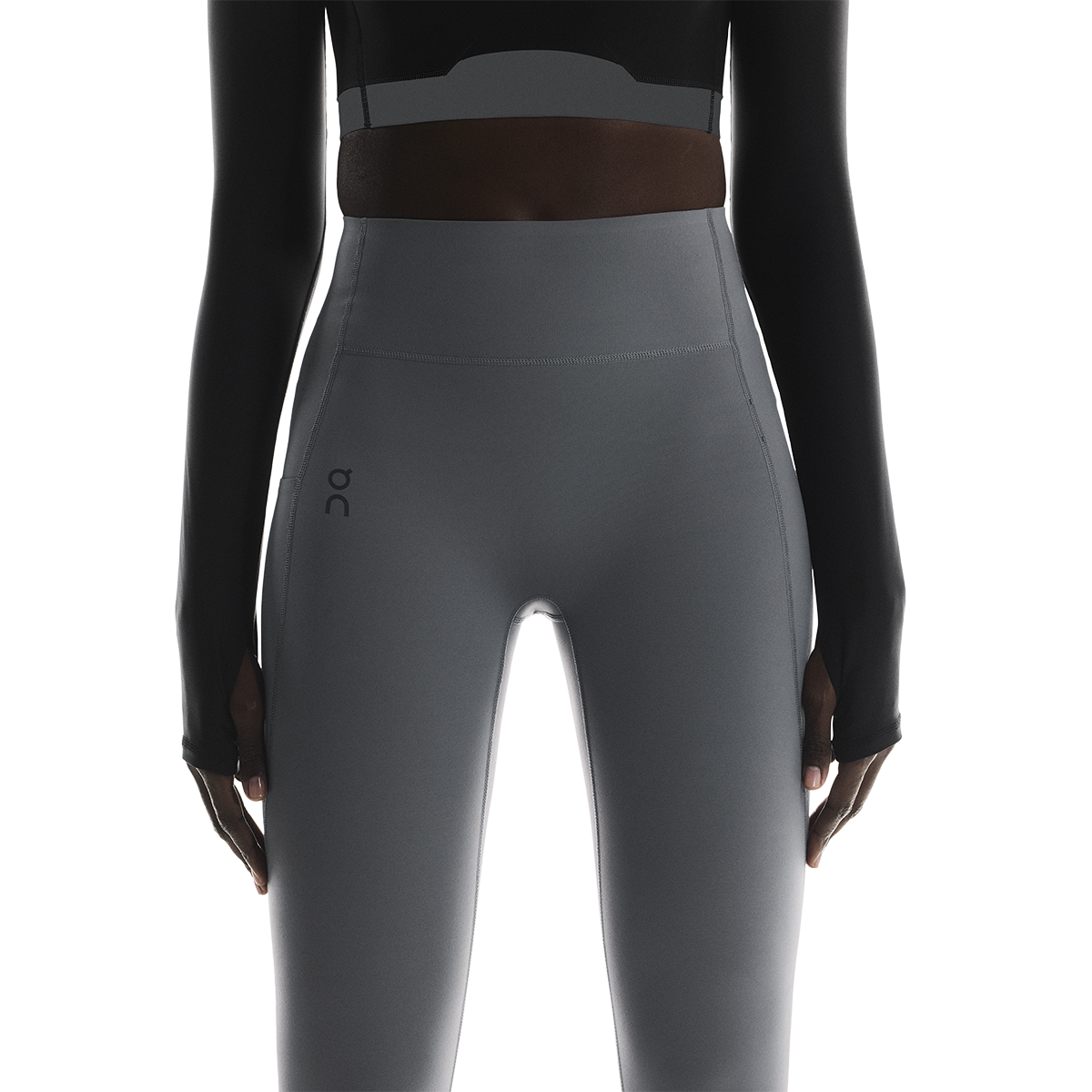 On Studio Tights 7/8 Women's in charcoal gray with high waistband