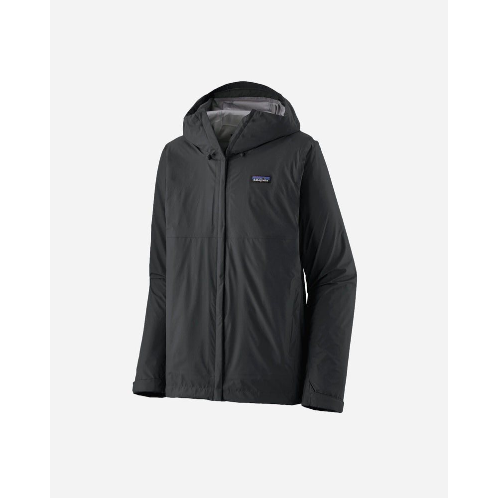 Patagonia Men's Torrentshell 3L Jacket in black, ghost mannequin front view