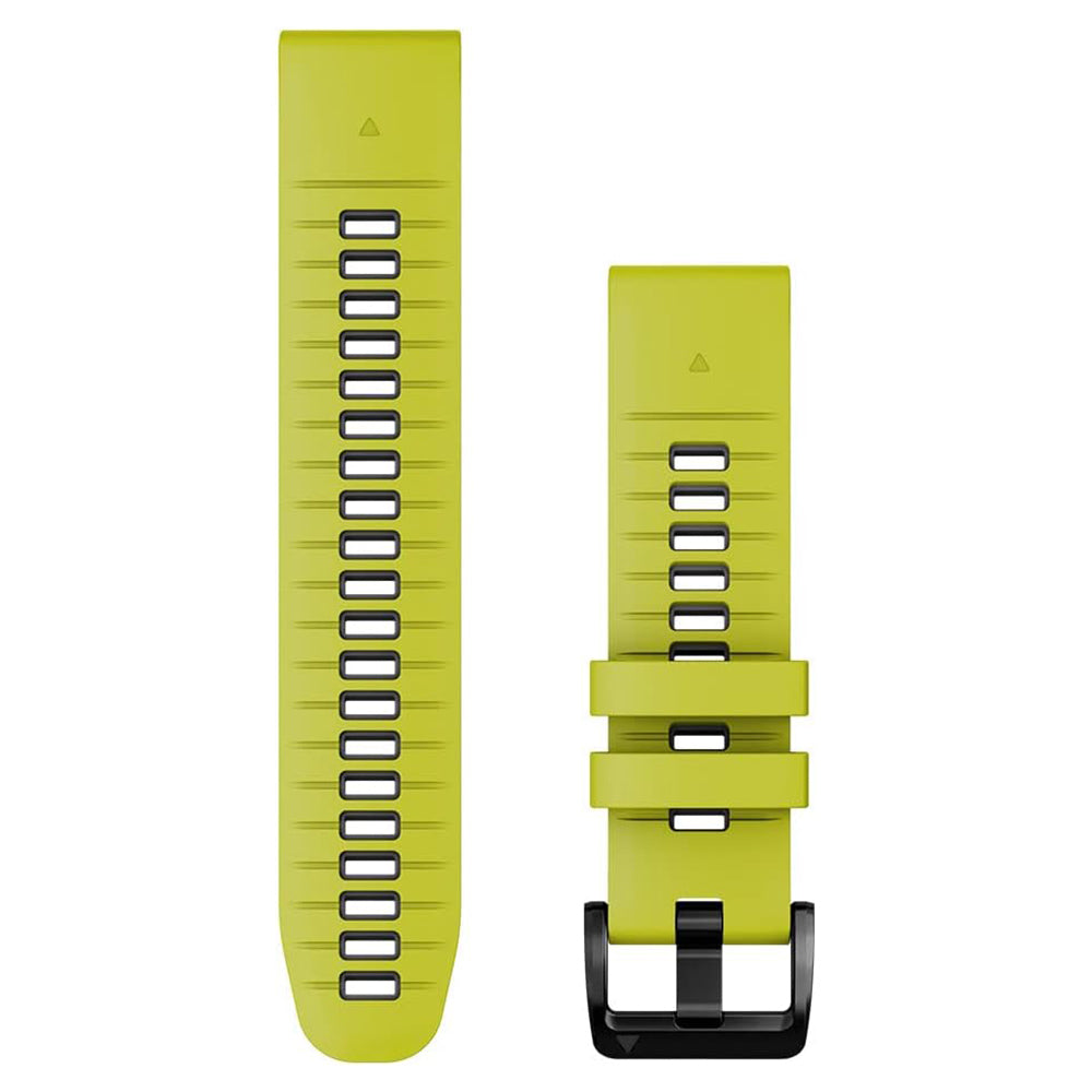 Garmin QuickFit 22 silicone watch band in electric lime with black buckle