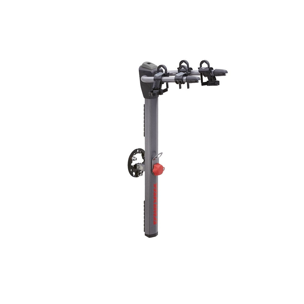 Yakima SpareRide hitch-mounted bike rack in black with red branding details