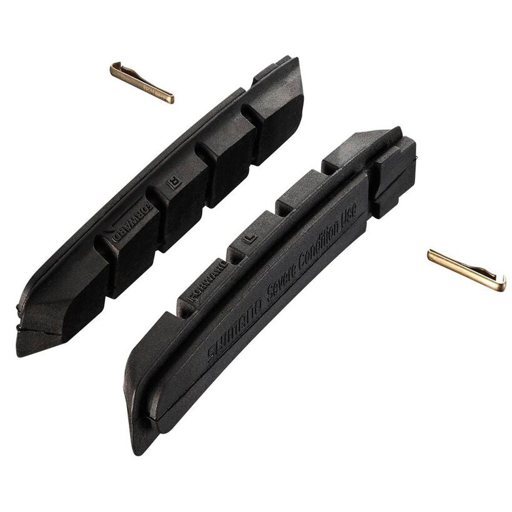 Shimano S70C Severe brake shoes pair in black with mounting pins
