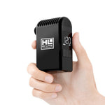 Hand holding black Hi Line Components electric tire pump with digital display showing 120 PSI