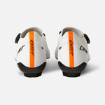 DMT KR1 road cycling shoes in white with orange accents, rear view