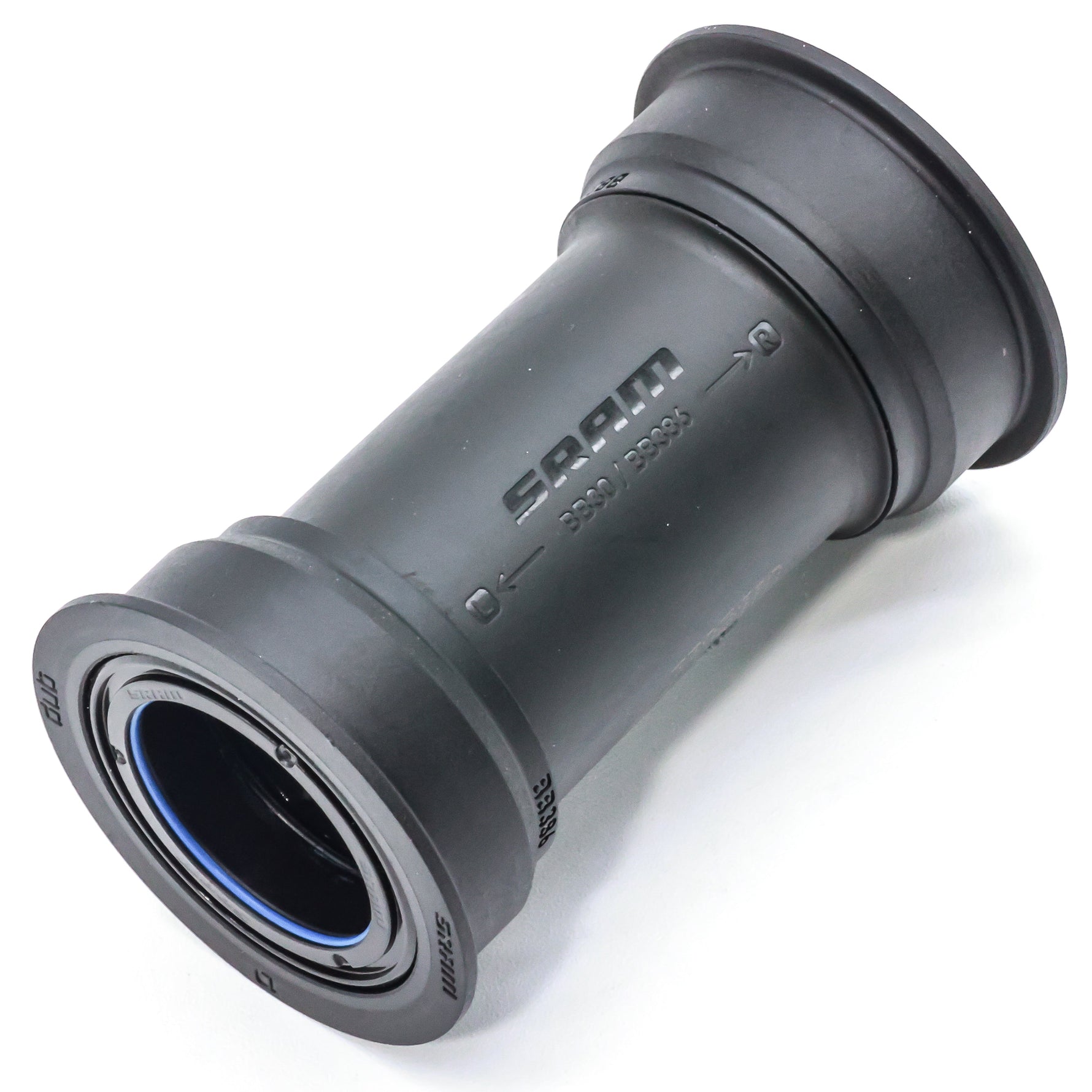 SRAM DUB bottom bracket with threaded cups and bearing assembly on white background