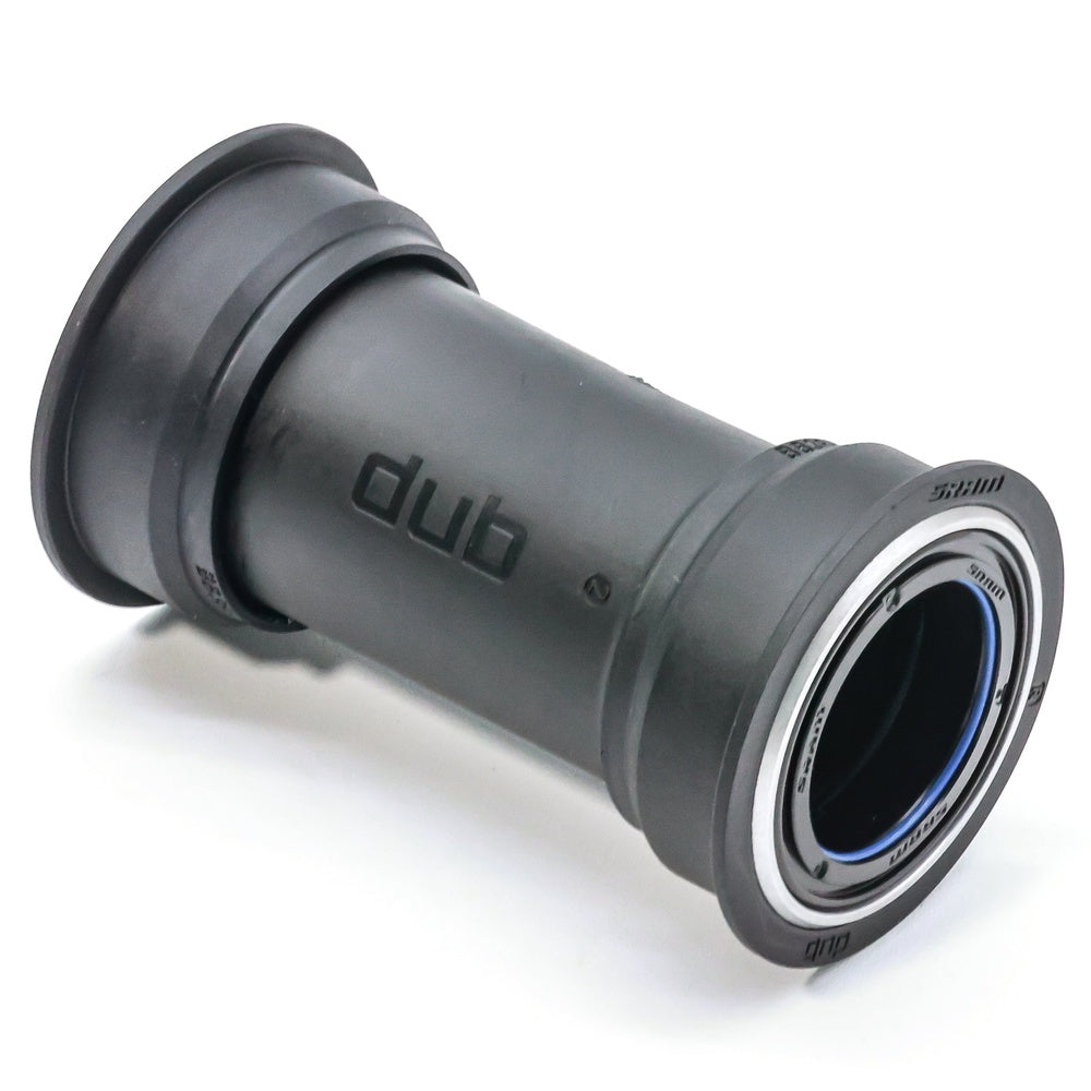 SRAM DUB bottom bracket with dark gray finish on white background