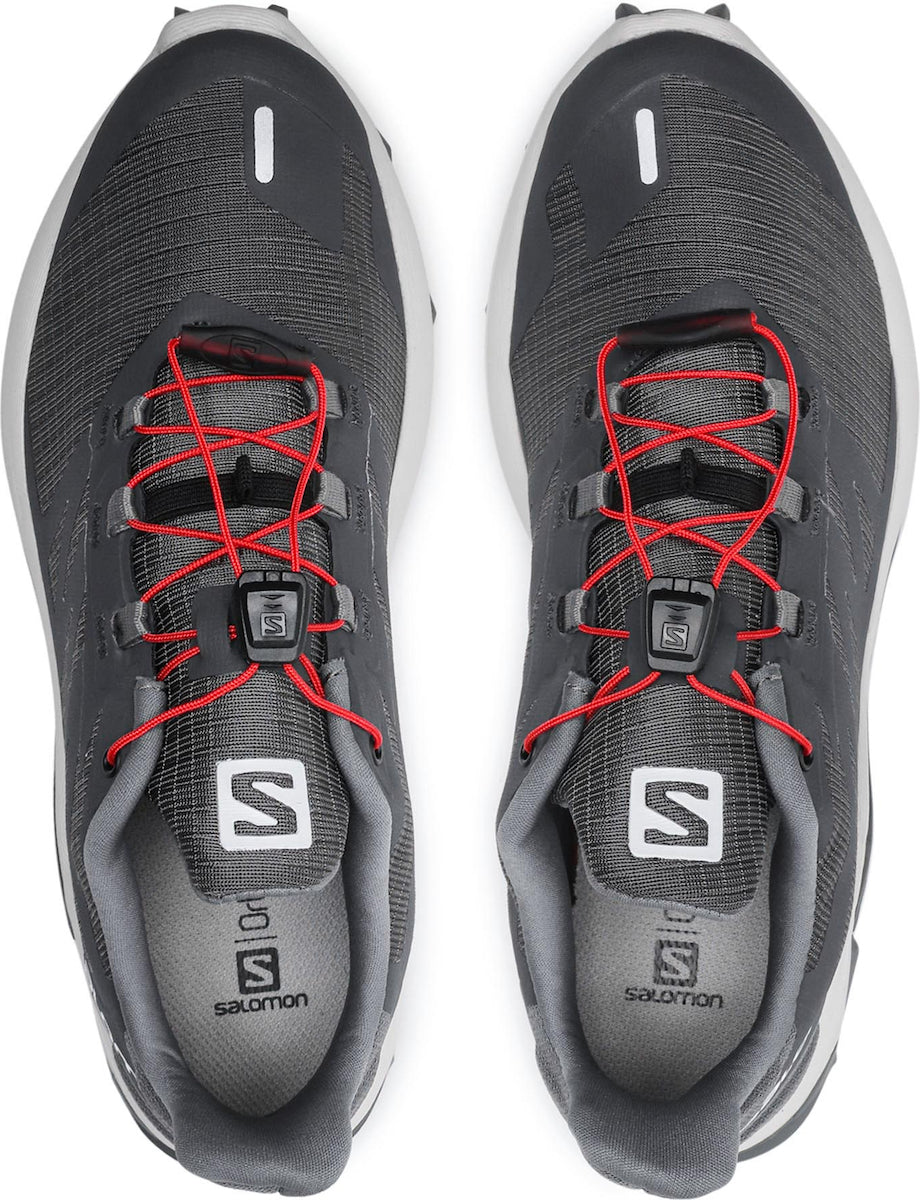 Salomon Supercross 3 men's trail running shoes in dark gray with red laces
