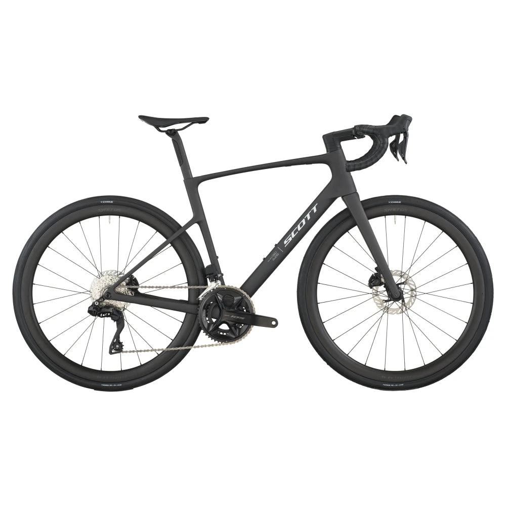 Scott Addict 30 road bike in carbon black with disc brakes