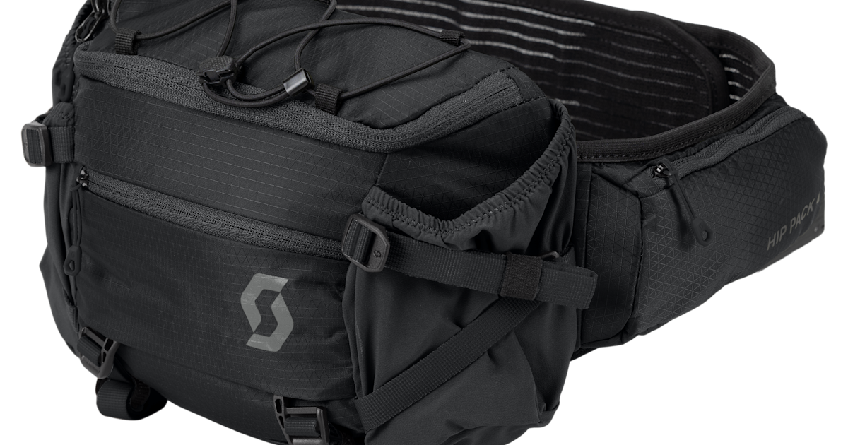 Scott Trail 4 hip pack in black with multiple compartments and adjustable straps