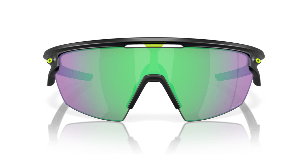 Oakley Sphaera sunglasses with matte black frame and green Prizm Road Jade lenses