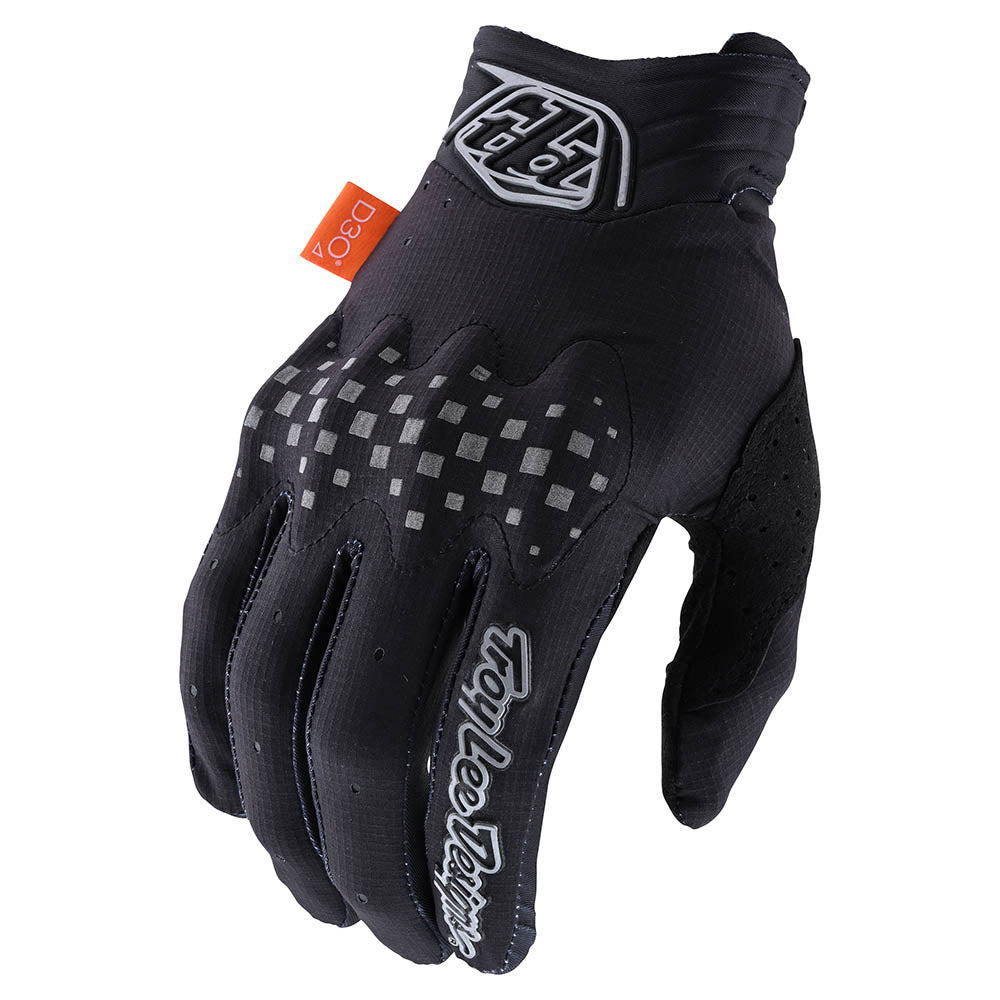 Troy Lee Designs Gambit Gloves in solid black with checkered palm grip pattern