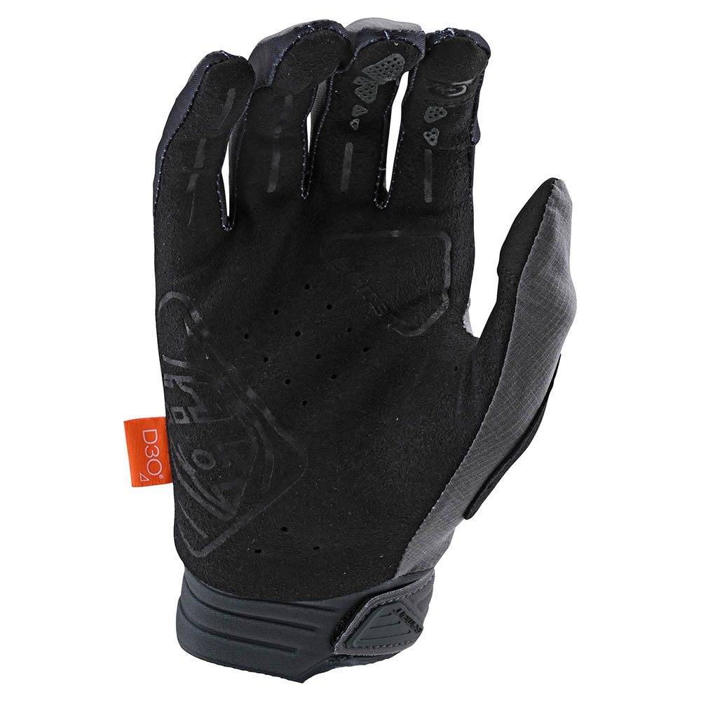 Troy Lee Designs Gambit Gloves in charcoal grey showing palm side with grip details