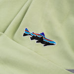 Patagonia Men's Tropic Comfort UPF Hoody in light green with fish logo detail