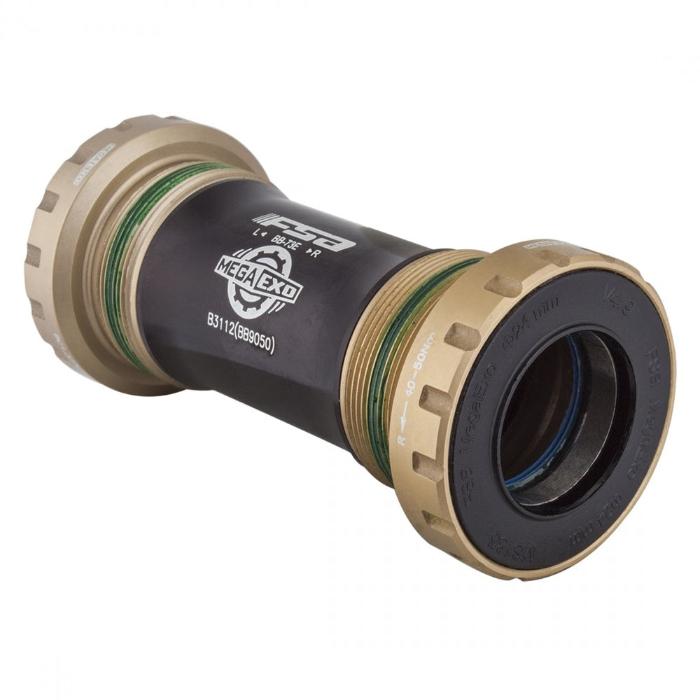 FSA MegaExo bottom bracket set with black central tube and gold threaded cups
