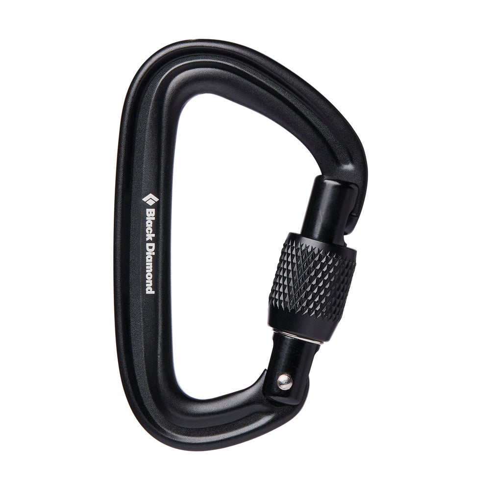 Black Diamond Liteforge Screwgate Carabiner in black with textured locking mechanism