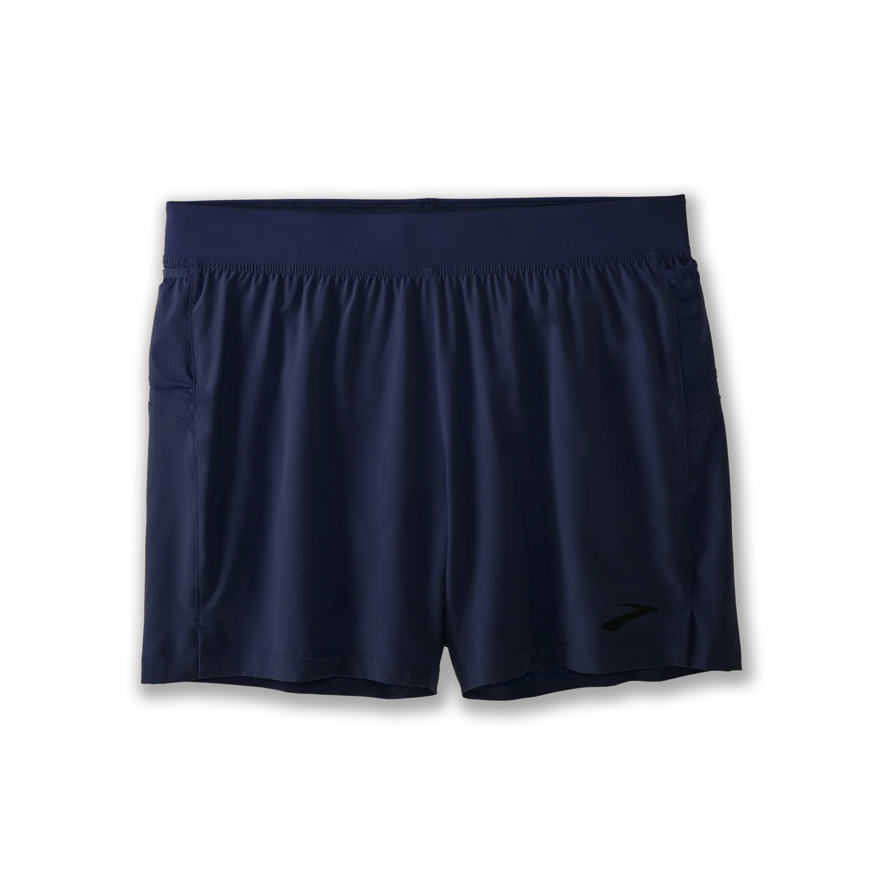 Brooks Sherpa 5-inch men's running shorts in navy blue with elastic waistband