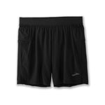 Brooks Sherpa men's black running shorts with wide waistband and side pocket