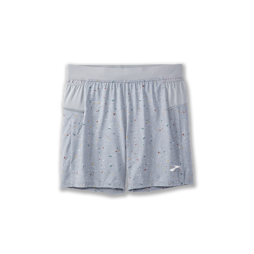 Brooks Sherpa 7-inch 2-in-1 men's running shorts in gray speckle print