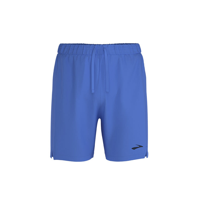 Brooks Men's Moment running shorts in vivid blue with elastic drawstring waistband