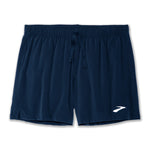 Brooks Moment 5-inch men's running shorts in navy blue with drawstring waist