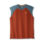 Brooks Atmosphere Sleeveless Men's 2.0 running shirt in Red Clay and Slate Blue
