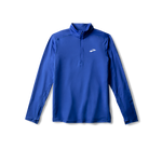 Brooks men's royal blue half-zip running pullover with long sleeves