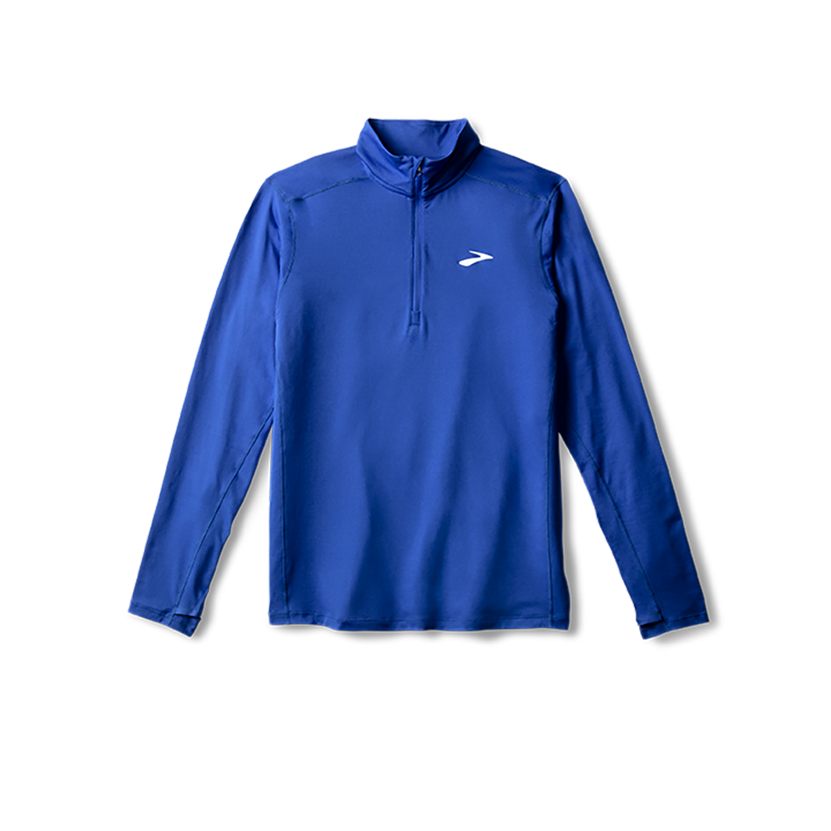 Brooks men's royal blue half-zip running pullover with long sleeves