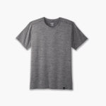 Brooks Luxe Short Sleeve t-shirt in heathered charcoal gray on white background
