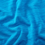 Close-up fabric detail of Brooks Luxe Short Sleeve in HTR Cerulean heathered blue