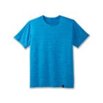 Brooks Luxe Short Sleeve t-shirt in heathered cerulean blue on white background