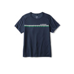 Brooks Distance Short Sleeve 3.0 men's navy running shirt with green and white chest stripes
