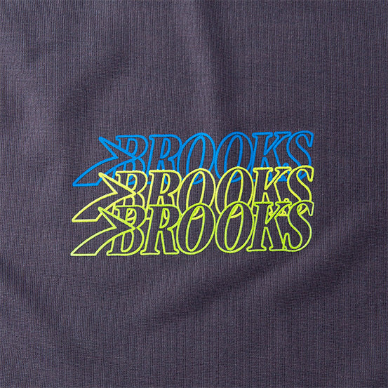 Brooks Distance Short Sleeve 3.0 Men's shirt in asphalt with stacked Brooks logo detail