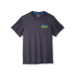 Brooks Distance Short Sleeve 3.0 Men's running shirt in asphalt gray with stacked logo