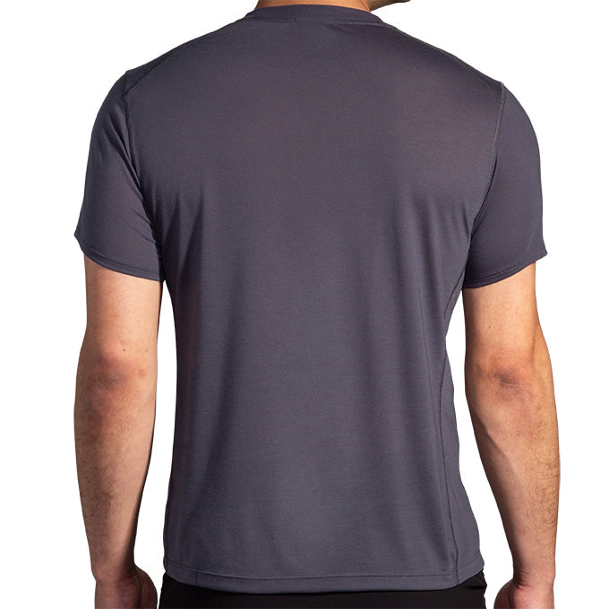 Brooks Distance Short Sleeve 3.0 men's running shirt in asphalt gray, back view