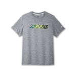 Brooks Distance Short Sleeve 3.0 Men's running tee in heather ash gray with gradient logo