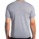 Brooks Distance Short Sleeve 3.0 men's heather ash gray t-shirt back view